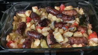 Sausages with Peppers Onions and Potatoes [upl. by Ahsini]