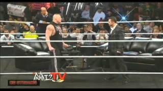 brock lesnar attack the miz raw 2413 [upl. by Sonitnatsnok827]