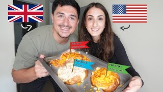 American Wife Tries British Jacket Potatoes [upl. by Dnomso357]