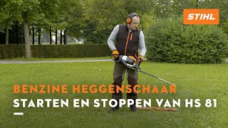 Starten en stoppen van HS 81  STIHL Benzine heggenscharen [upl. by Haland]