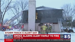 Smoke alarms alert family to fire in Olathe KS [upl. by Grishilde]