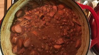 OLD SCHOOL RED BEANS AND RICE WITH SMOKED HAM HOCKS AND SAUSAGE [upl. by Drof266]