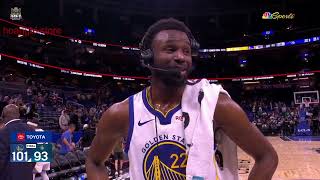 Andrew Wiggins Courtside Interview  Golden State Warriors beat Orlando Magic 10193 [upl. by Dahraf]