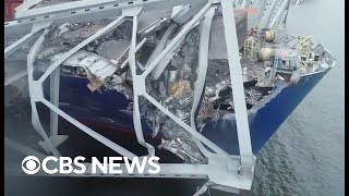 Inside look at massive salvaging effort at Baltimore bridge collapse site [upl. by Esorylime]