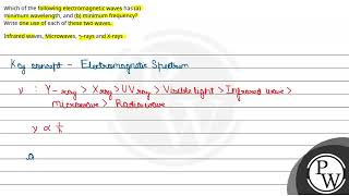 Which of the following electromagnetic waves has a minimum wavelength and b minimum frequen [upl. by Rainwater119]