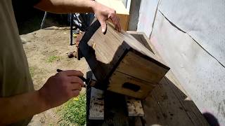 Staining weathering ageing homemade pine crates with Tea white vinegar amp steel wool solution [upl. by Ty642]