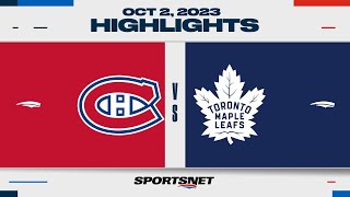 NHL PreSeason Highlights  Canadiens vs Maple Leafs  October 2 2023 [upl. by Yelserp232]