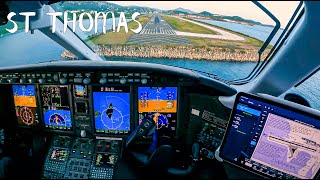 4K  PIlots View  Caribbean Approach into Saint Thomas [upl. by Talbert]