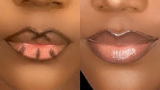 GLOSSY NUDE LIP COMBO FOR WOC  DARKSKIN  OMBRE LIPS TUTORIAL [upl. by Sterrett]