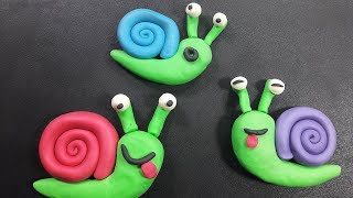 How to make snail clay modelling for kids Making colourful animal shapes from clay [upl. by Betsy933]