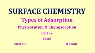 Surface Chemistry Class 12 Part 2 Types of Adsorption TN Board physisorption  chemisorption [upl. by Aihsakal903]