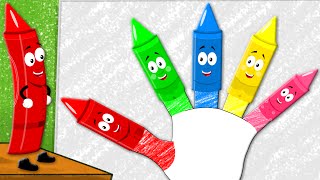 Crayons Finger Family  Nursery Rhymes For Kids  Learn Colors With Crayons [upl. by Clara]