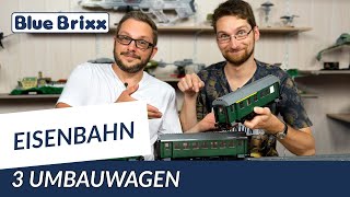 3 Umbauwagen in 8 Noppen Breite von BlueBrixx  mit einem dreiachsigen Fahrwerk [upl. by Okihcim]