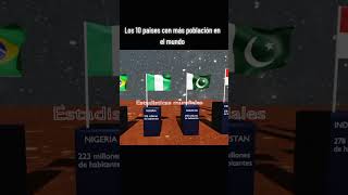 10 PAÍSES con mas POBLACIÓN en el MUNDO 🌎 estadísticas 3d curiosidades poblacion shorts [upl. by Yot]