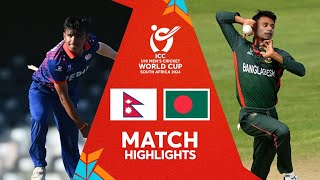 Nepal v Bangladesh  Match Highlights  U19 CWC 2024 [upl. by Lubbi]