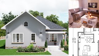 The perfect small family house design  10M X 10M 3 bedrooms  Exterior interior and floor plan [upl. by Carlick]