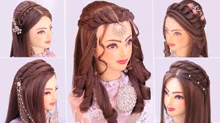 5 wedding Hairstyles kashees l New hairstyle for Diwali l easy curly open hairstyle for wedding [upl. by Oribella546]