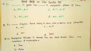 Best MCQS on liver function test in hindi and urdu [upl. by Assirt]