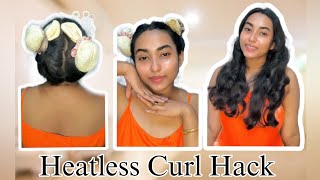 Heatless Curl Hack with some mistakes 😬🙆🏻‍♀️ nightskinroutine heatlesshairstyles heatlesscurl [upl. by Klinges]