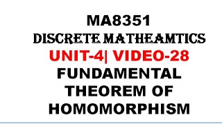 FUNDAMENTAL THEOREM OF HOMOMORPHISM IN TAMIL  DISCRETE MATHEMATICS  UNIT4 VIDEO28 [upl. by Ulita]