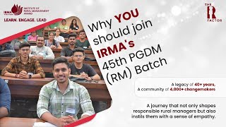 Why you should join the PGDMRM  IRMA  Admissions  PGDM [upl. by Arnaldo]