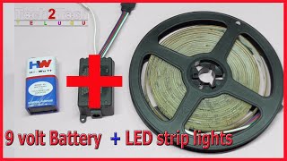 LED Light strip with 9 volt battery connector  Install LED strip lights [upl. by Knut]