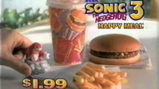 199402 McDonalds Sonic the Hedgehog 3 Happy Meal toys commercial [upl. by Kathi]