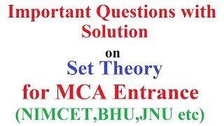 MCA Entrance Examination 9 Important Questions with Solution on Set Theory [upl. by Souza]