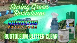 RUSTOLEUM PAINT JOB GREEN WITH RUSTOLEUM GLITTER CLEAR [upl. by Reinert957]