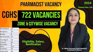 CGHS Pharmacist Recruitment 2024  City wise posts Eligibility Salary 2024  722  Pharmacy Jobs [upl. by Randa20]