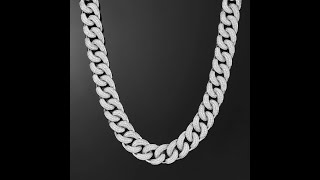 DIAMOND CUBAN LINK CHOKER 19MM IN WHITE GOLD [upl. by Fagen]