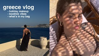 GREECE VLOG  holiday makeup whats in my flight bag  booktok energy  JAMIE GENEVIEVE [upl. by Nikolos]