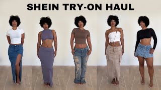 SHEIN TRYON HAUL  DENIM SKIRTS PANTS DRESSES AND CUTE SETS [upl. by Suiram]