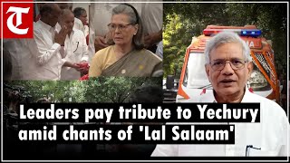 Tributes paid to Sitaram Yechury at CPI M headquarters in Delhi [upl. by Eniamrahs189]