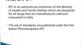 IPC INDIAN PHARMACOPOEIA COMMISSION [upl. by Fredel568]