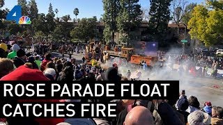 Rose Parade Float Catches Fire  NBCLA [upl. by Storz980]