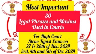 Legal Phrases amp Maxims used in Courts  Outlines for stenotypistjobs jkhighcourtWith Meaning 😲😲📝📝 [upl. by Murat]