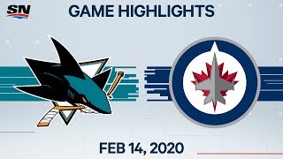 NHL Highlights  Sharks vs Jets – Feb 14 2020 [upl. by Zinnes388]