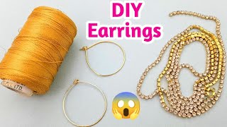 Earrings making at home  Silk thread earrings making at home  Hoop earrings [upl. by Dyrrej16]