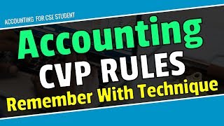 CVP Cost volume profit rules remember with technique  AccountingBangla [upl. by Neeneg]