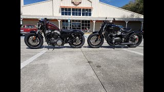 Battle of the Bobbers  2021 Harley 48 Vs 2021 Triumph Bobber Black [upl. by Oriana]