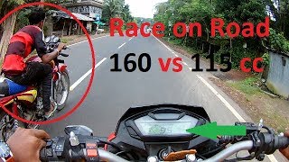 Bike Race Hornet 160r VS Bajaj Caliber 115 [upl. by Pizor]