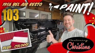 E103 Spraying Dupont Imron High Gloss Plus Polyurethane 1956 Chevy Bel Air Resto [upl. by Oinotna]