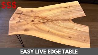 Making A Live Edge DIY Slab Table  Step By Step  Making Money Woodworking And Anyone Can Do It [upl. by Seumas]