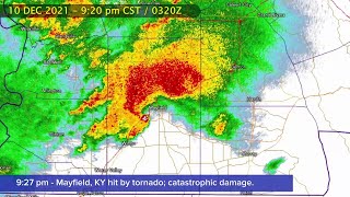 December 10 2021  Arkansas  Kentucky tornado outbreak radar animation [upl. by Clerk]