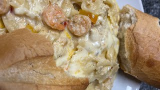 HOMEMADE SEAFOOD ALFREDO PASTA WITH ITALIAN BREAD [upl. by Harry]