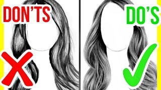 DOS amp DONTS How to Draw Realistic Hair  Step by Step Drawing Tutorial [upl. by Anaderol]