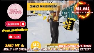 Mellif 40V Cordless Snow Shovel for Dewalt 20V MAX Battery Brushless Electric Power Snow Thrower [upl. by Atinod778]