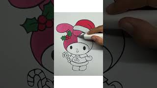 REVERSE Coloring My Melody Christmas reverse coloring coloringtime mymelody HolidaysWithYouTube [upl. by Hazel]