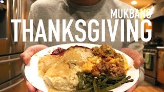 THANKSGIVING LEFTOVERS 🍗 EATING SHOW MUKBANG ASMR [upl. by Enylodnewg]